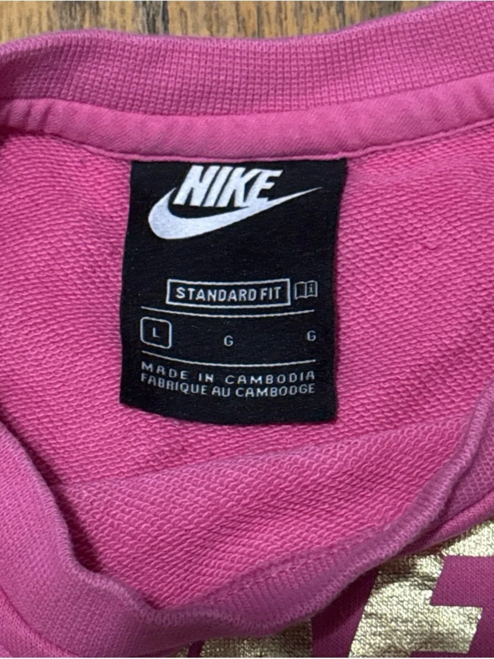Nike Pink Crew Sweatshirt with Gold Accent